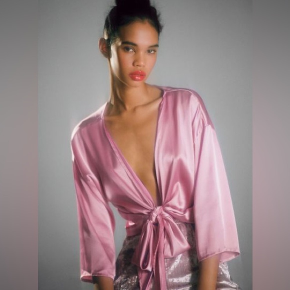 Urban Outfitters Nicole Satin Top - Pink